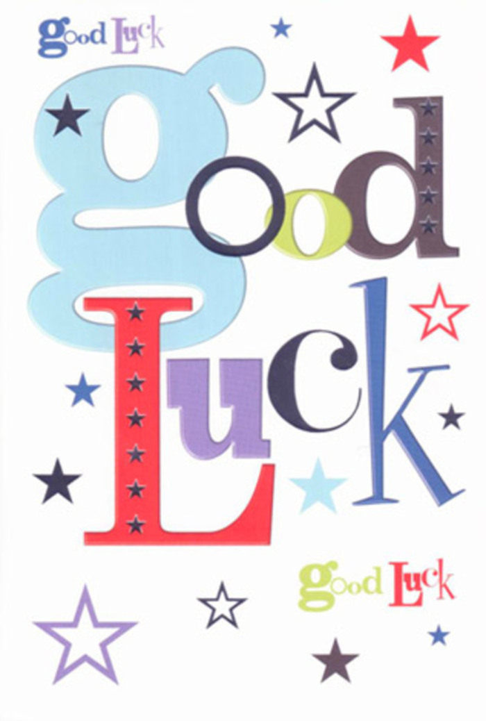 This luck-themed card looks like a tiny festival of colour and type set against a pure white canvas, radiating the same upbeat energy you feel walking past the lively shops and markets around Catford Broadway. At the heart of the design, the phrase Good Luck is spelled out in a chorus of fonts, each letter boasting its own character: a wide, pastel-blue curve here, a slender black stroke there, a confident red block, a deep mossy green, and an opulent violet that hints at twilight skies. Between and around these letters, multicoloured stars dart and scatter as if carried by a gentle breeze, their shades ranging from inky navy and stormy indigo to soft lilac and delicate sky-blue. Some stars stand bold and fully filled, others appear faint and airy, creating a sense of motion and layered depth, like looking up through tree branches in Mountsfield Park and seeing stars peeking through. The generous white space around the typography works like negative space in a carefully arranged bouquet, allowing each element to shine without overwhelming the eye. Even though you can't feel it through the image, the cardstock looks sturdy and smooth, the kind you'd expect from a thoughtfully chosen greeting card-lightly glossy, yet soft enough to write a heartfelt note inside. The overall mood is warm, loud in its encouragement yet refined in style, as if the card itself is cheering you on from the sidelines: a colourful companion for new ventures, exams, or a fresh start in a new flat off Rushey Green. It carries the quiet assurance that someone believes in you, wrapping that sentiment in stars, colour, and joyful design.